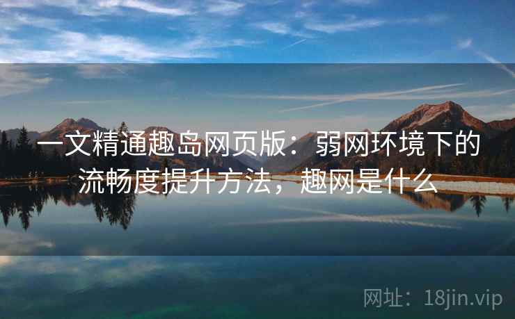 一文精通趣岛网页版：弱网环境下的流畅度提升方法，趣网是什么