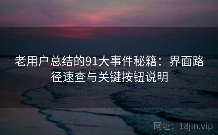 老用户总结的91大事件秘籍：界面路径速查与关键按钮说明
