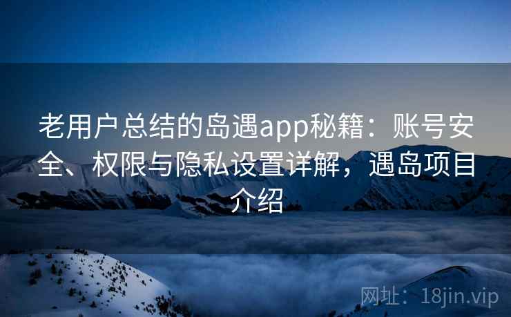 老用户总结的岛遇app秘籍：账号安全、权限与隐私设置详解，遇岛项目介绍