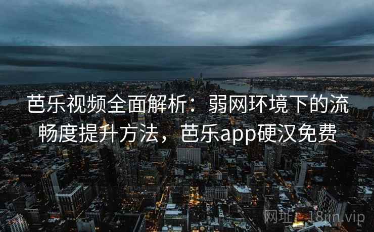 芭乐视频全面解析：弱网环境下的流畅度提升方法，芭乐app硬汉免费